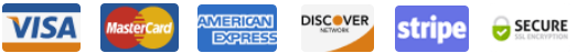 Visa, Mastercard, American Express, Discover, Stripe, Secure SSL encryption